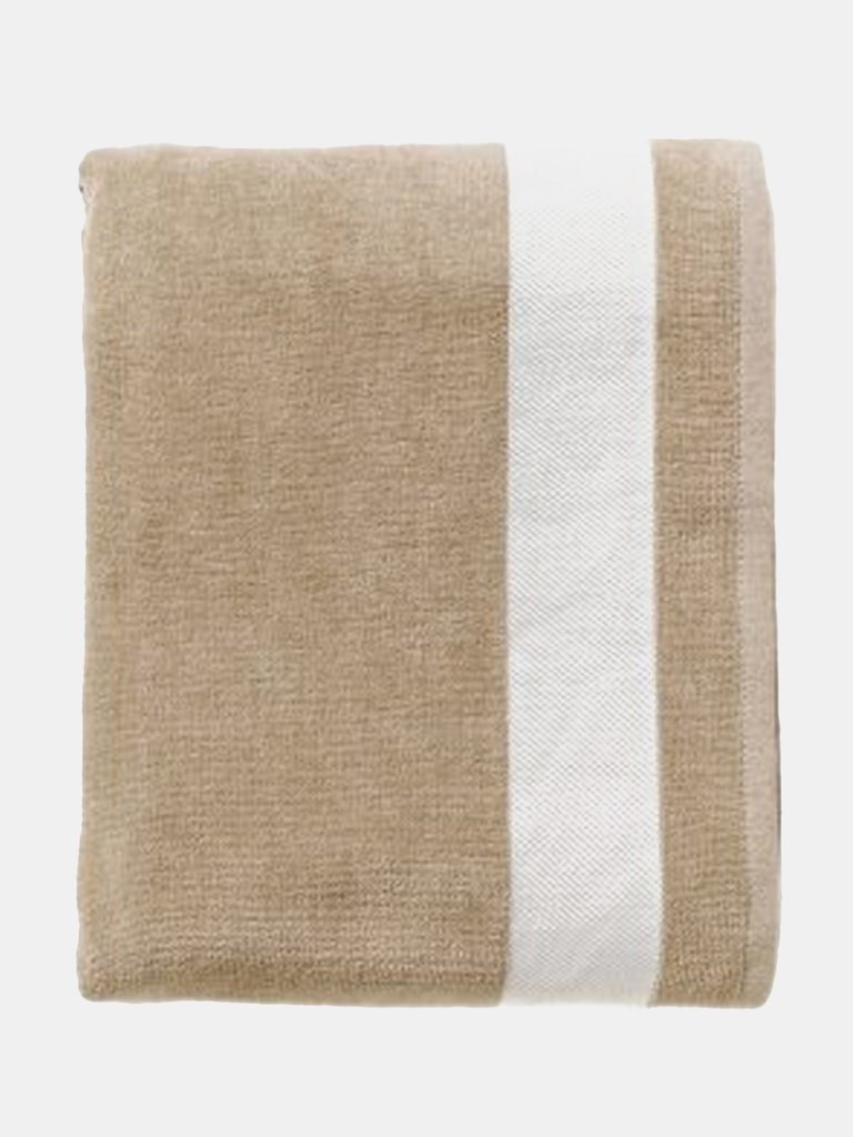 SOLS Lagoon Cotton Beach Towel (Beige/White) (One Size) - Beige/White