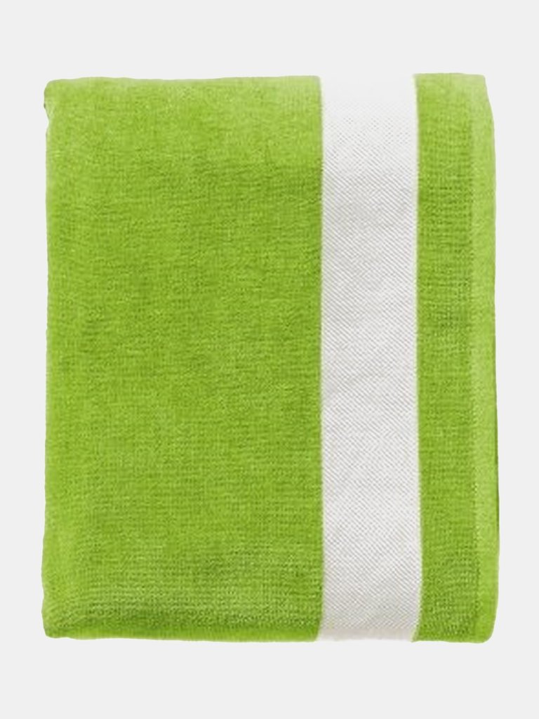 SOLS Lagoon Cotton Beach Towel (Lime Green/White) (One Size) - Lime Green/White