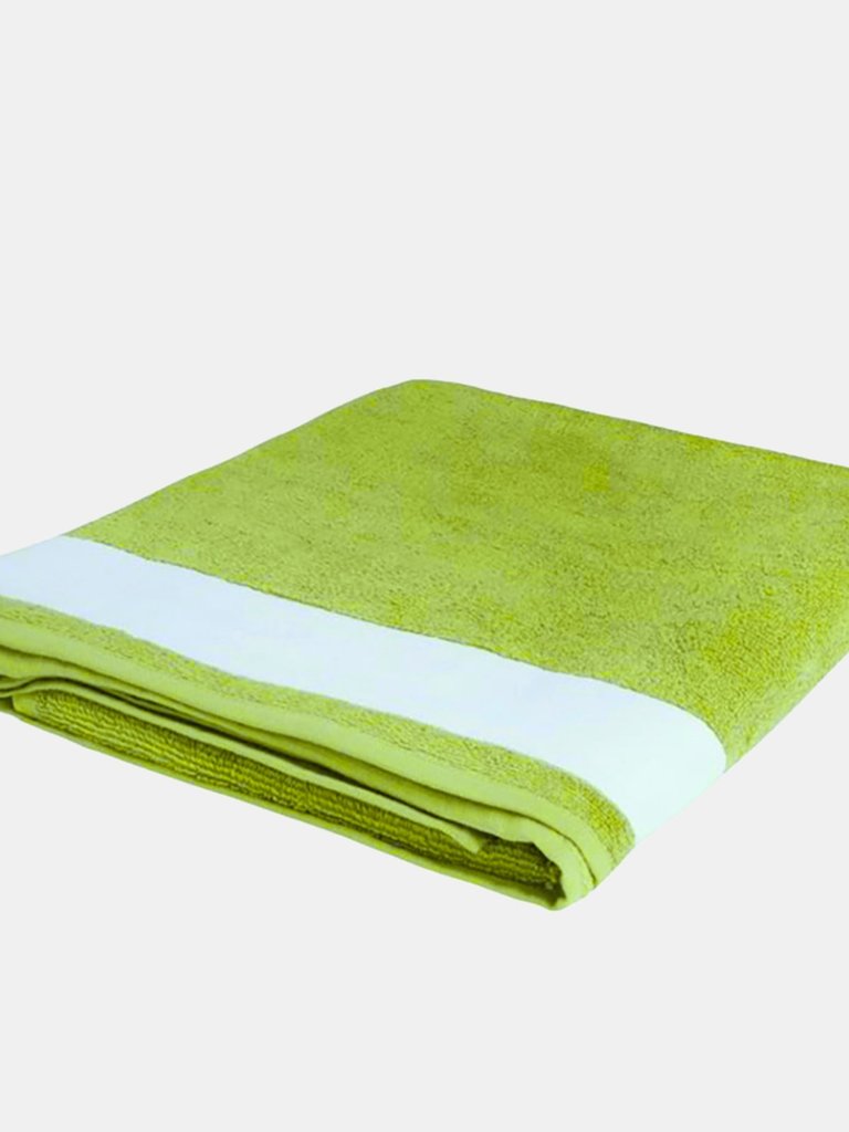 SOLS Lagoon Cotton Beach Towel (Lime Green/White) (One Size)