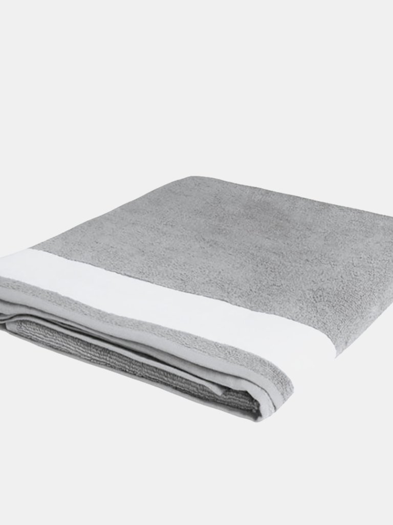 SOLS Lagoon Cotton Beach Towel (Pure Gray/White) (One Size)