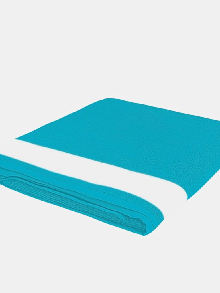 SOLS Lagoon Cotton Beach Towel (Turquoise/White) (One Size)