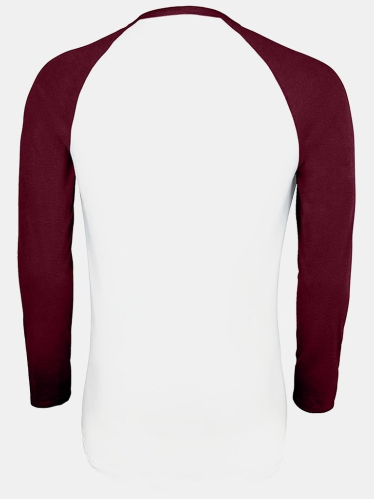 SOLS Mens Funky Contrast Long Sleeve T-Shirt (White/Burgundy)