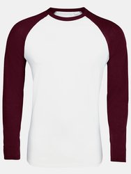 SOLS Mens Funky Contrast Long Sleeve T-Shirt (White/Burgundy) - White/Burgundy
