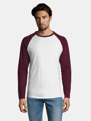 SOLS Mens Funky Contrast Long Sleeve T-Shirt (White/Burgundy)