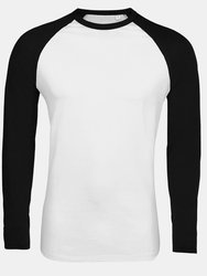 SOLS Mens Funky Contrast Long Sleeve T-Shirt (White/Deep Black) - White/Deep Black