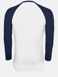 SOLS Mens Funky Contrast Long Sleeve T-Shirt (White/French Navy)