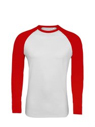 SOLS Mens Funky Contrast Long Sleeve T-Shirt (White/Red) - White/Red