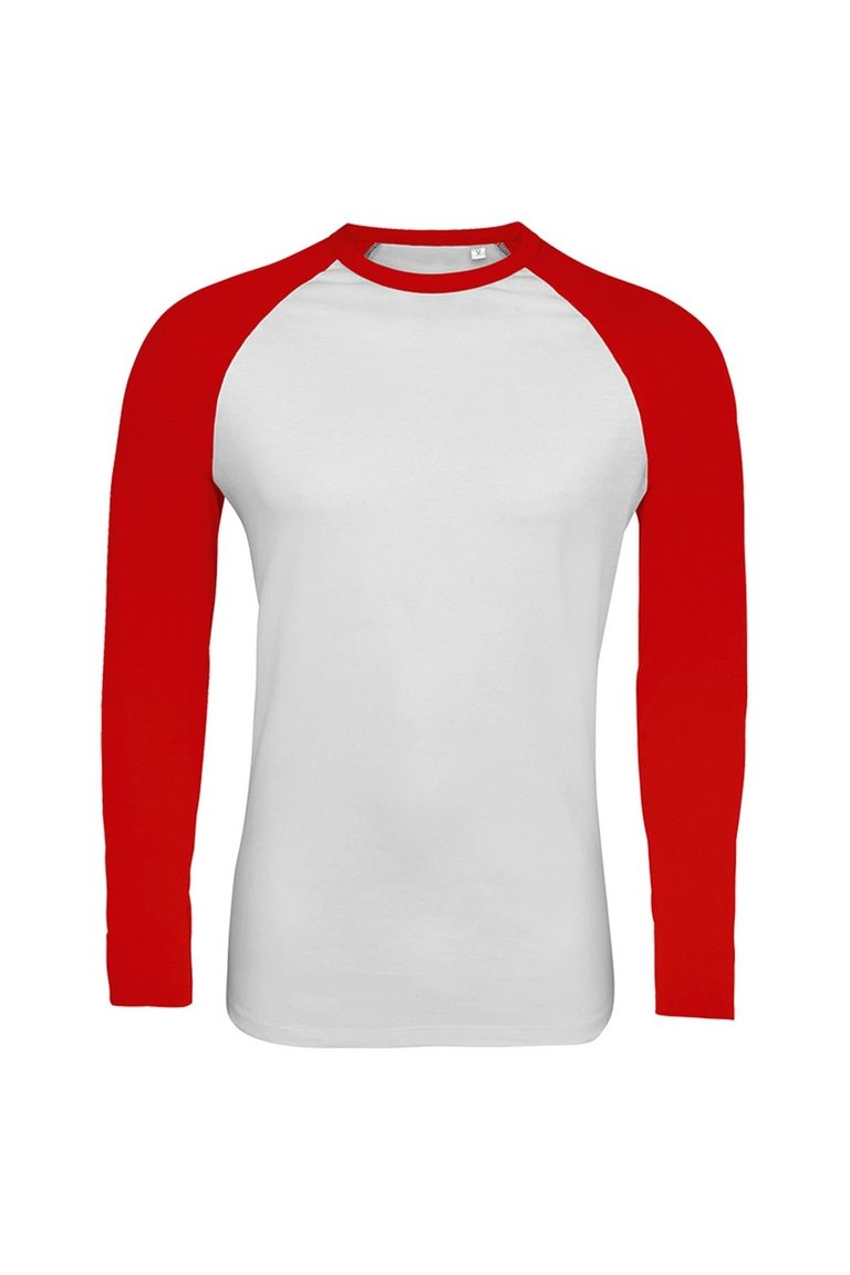 SOLS Mens Funky Contrast Long Sleeve T-Shirt (White/Red) - White/Red