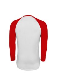 SOLS Mens Funky Contrast Long Sleeve T-Shirt (White/Red)