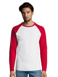 SOLS Mens Funky Contrast Long Sleeve T-Shirt (White/Red)