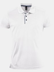 SOLS Mens Performer Short Sleeve Pique Polo Shirt (White) - White