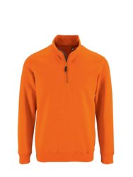 SOLS Mens Stan Contrast Zip Neck Sweatshirt (Orange) - Orange