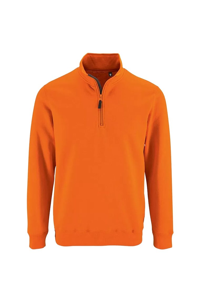 SOLS Mens Stan Contrast Zip Neck Sweatshirt (Orange) - Orange