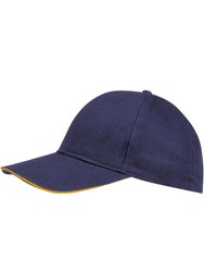 SOLS Unisex Buffalo 6 Panel Baseball Cap (French Navy/Neon Orange) - French Navy/Neon Orange