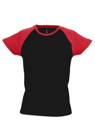 SOLS Womens/Ladies Milky Contrast Short/Sleeve T-Shirt (Black/Red) - Black/Red