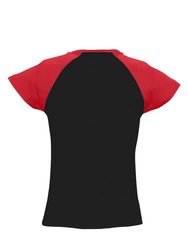 SOLS Womens/Ladies Milky Contrast Short/Sleeve T-Shirt (Black/Red)