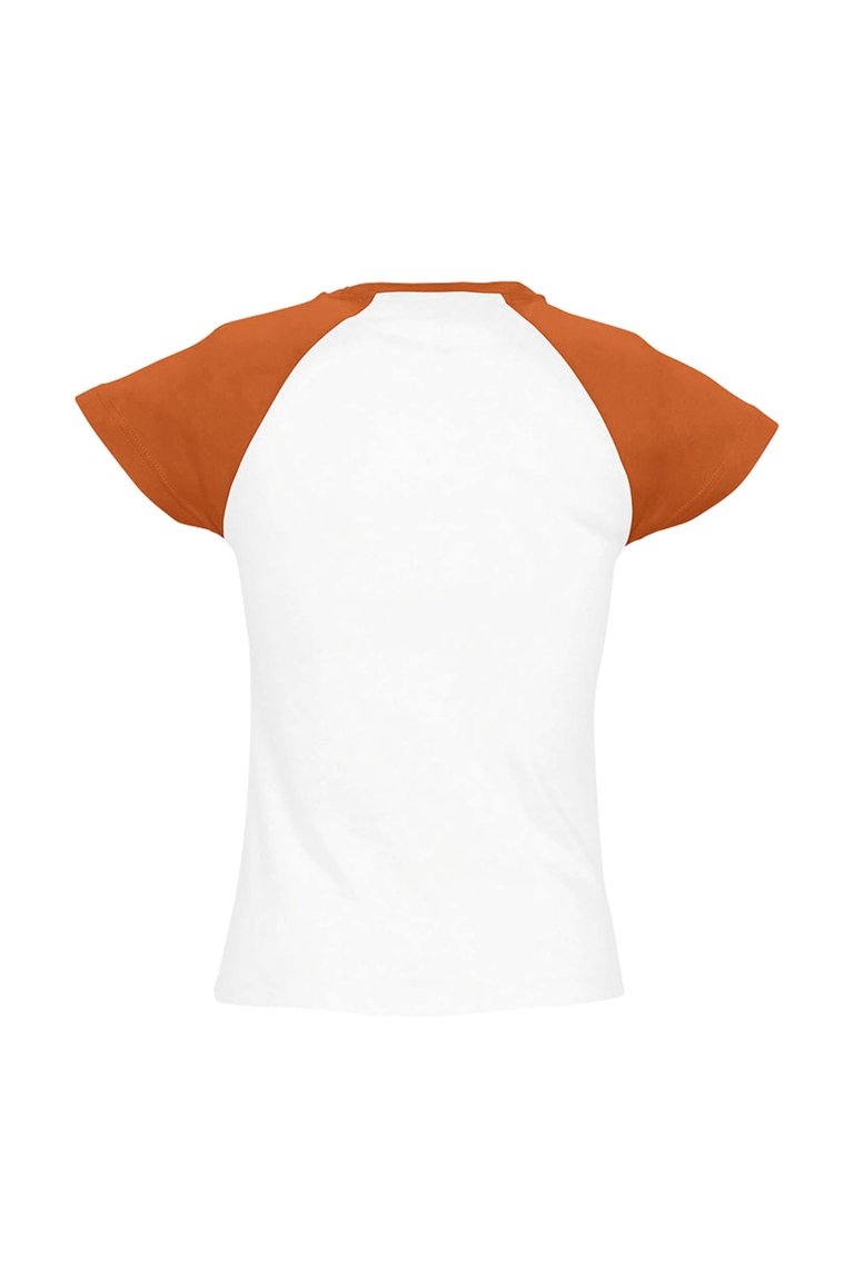 SOLS Womens/Ladies Milky Contrast Short/Sleeve T-Shirt (White/Orange)