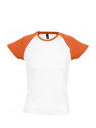 SOLS Womens/Ladies Milky Contrast Short/Sleeve T-Shirt (White/Orange) - White/Orange