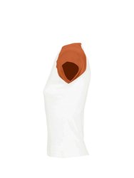 SOLS Womens/Ladies Milky Contrast Short/Sleeve T-Shirt (White/Orange)