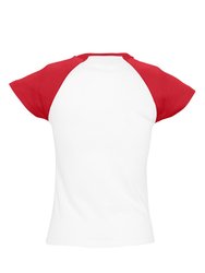 SOLS Womens/Ladies Milky Contrast Short/Sleeve T-Shirt (White/Red)