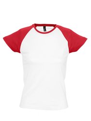 SOLS Womens/Ladies Milky Contrast Short/Sleeve T-Shirt (White/Red) - White/Red