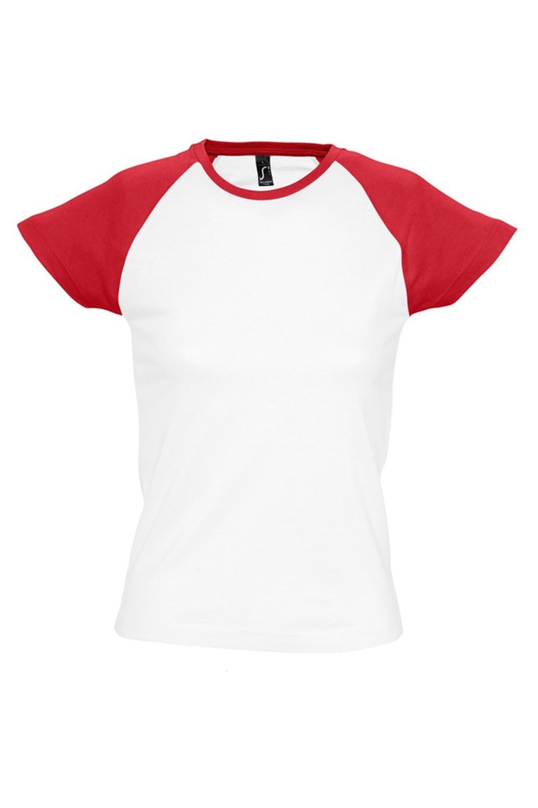 SOLS Womens/Ladies Milky Contrast Short/Sleeve T-Shirt (White/Red) - White/Red