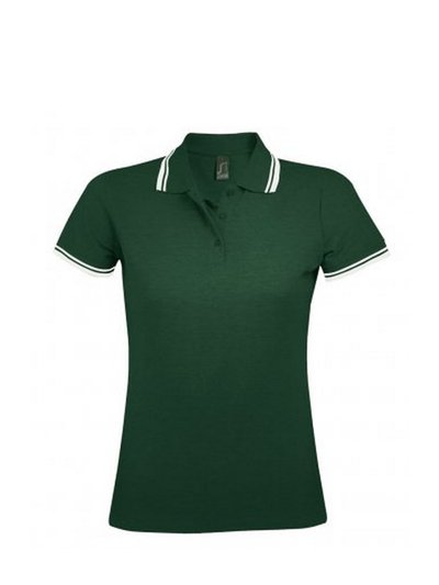 SOLS SOLS Womens/Ladies Pasadena Tipped Short Sleeve Pique Polo Shirt (Forest/White) product