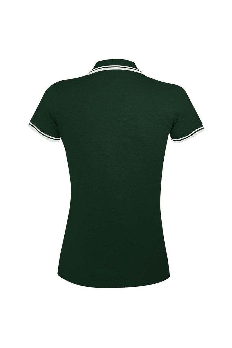 SOLS Womens/Ladies Pasadena Tipped Short Sleeve Pique Polo Shirt (Forest/White)