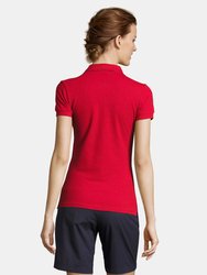 SOLS Womens/Ladies People Pique Short Sleeve Cotton Polo Shirt (Red)