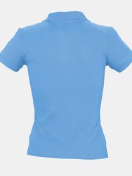 SOLS Womens/Ladies People Pique Short Sleeve Cotton Polo Shirt (Sky Blue)