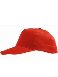 Unisex Sunny 5 Panel Baseball Cap - Red