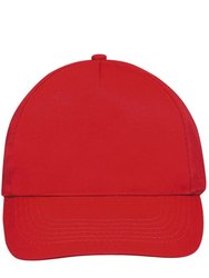 Unisex Sunny 5 Panel Baseball Cap - Red
