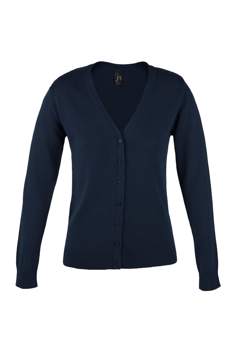 Womens/Ladies Golden V Neck Cardigan - Navy - Navy