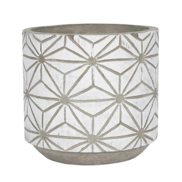 Something Different Geometric Plant Pot (White) (One Size) - White