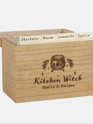 Something Different Kitchen Witch Wooden Recipe Box (Brown) (One Size)