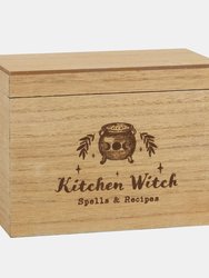 Something Different Kitchen Witch Wooden Recipe Box (Brown) (One Size) - Brown