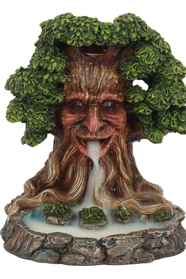 Tree Man Pond Backflow Incense Burner - Green/Brown