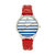 Tucson Leather-Band Watch With Swarovski Crystals - Silver/Red