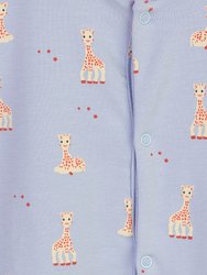 Blue Giraffe Footed Bodysuits