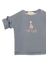 Navy Giraffe Print T-shirt - Navy