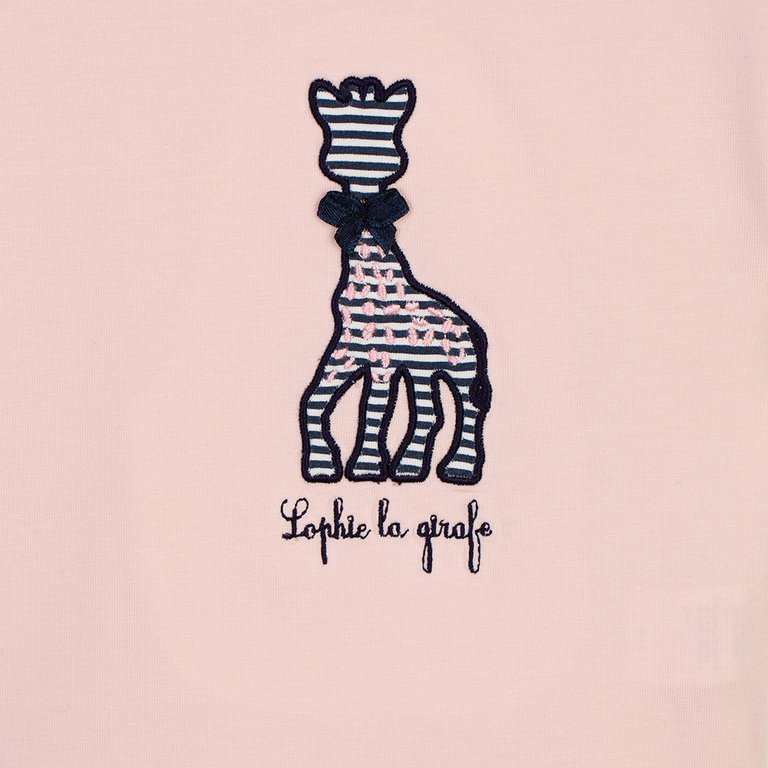 Pink Embroidered Giraffe T-Shirt - Pink