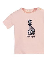Pink Embroidered Giraffe T-Shirt