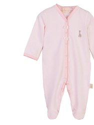 Pink Footed Striped Bodysuits - Pink