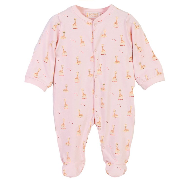 Pink Giraffe Footed Bodysuits - Pink