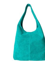 Aqua Soft Suede Leather Hobo Shoulder Bag | Byirl - Aqua