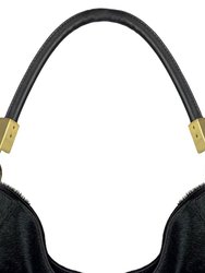 Black Calf Hair Leather Tassel Grab Bag | Biylx