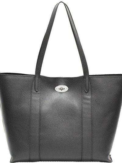 Sostter Black Horizontal Turnlock Leather Tote Bag product