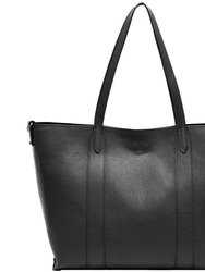 Black Horizontal Turnlock Leather Tote Bag