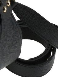 Black Pebbled Baguette Leather Shoulder Bag | Bdayb