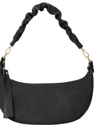 Black Pebbled Baguette Leather Shoulder Bag | Bdayb - Black